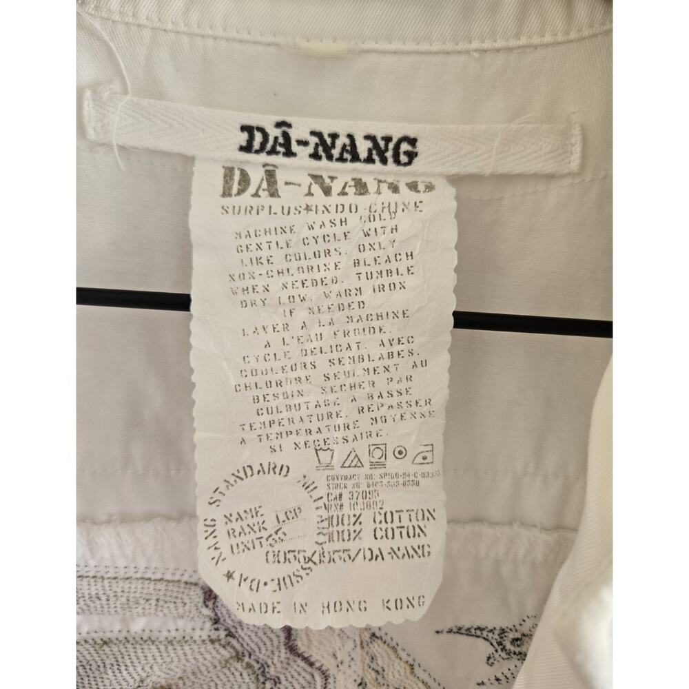 Vtg DA-NANG Da Nang Medium White Embroidered Frayed Jacket Phoenix Bird Cotton - Picture 3 of 7